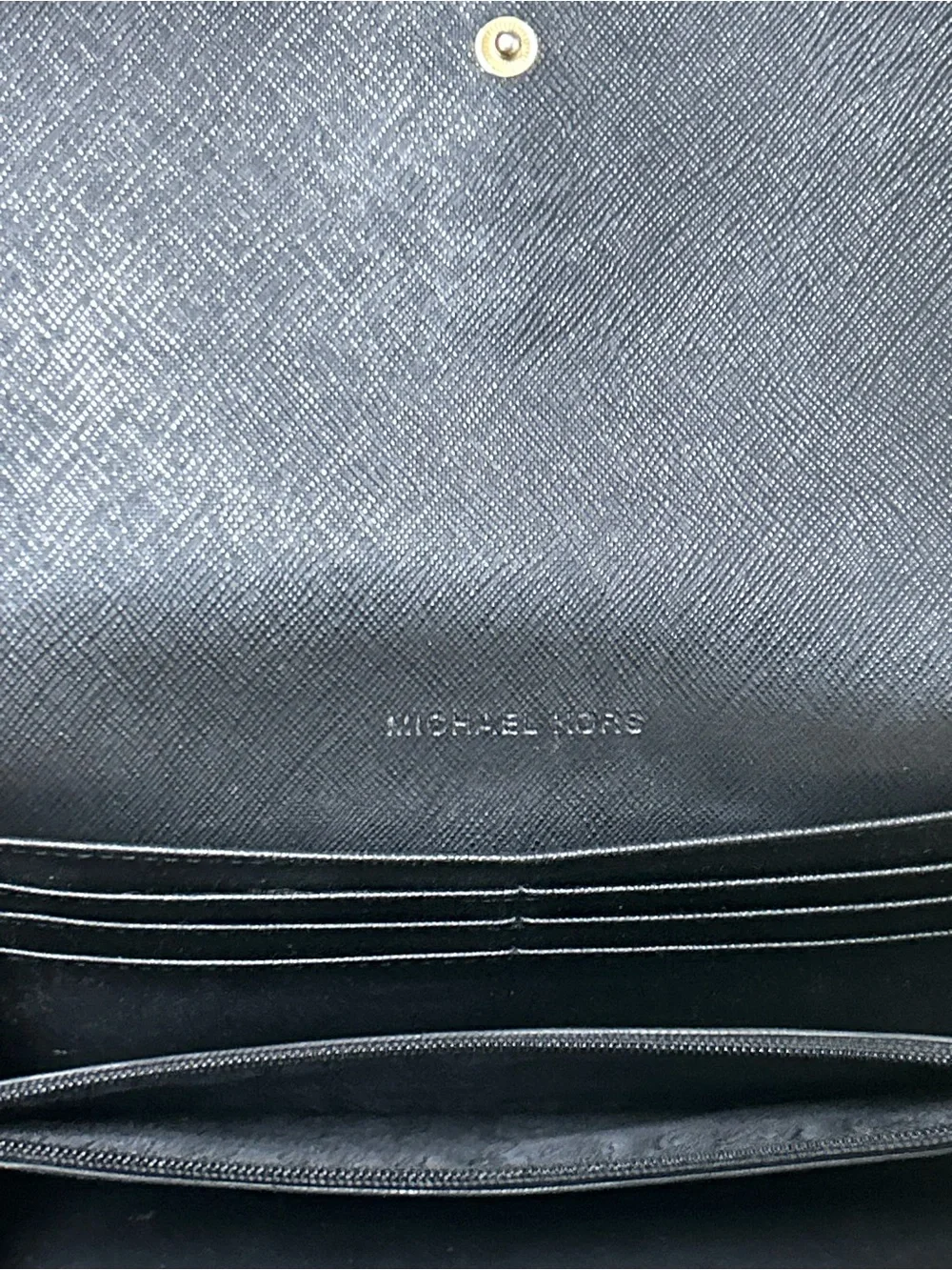 Michael Kors Black Snake-Embossed Wallet with Gold MK Emblem Approx. 6 x 4